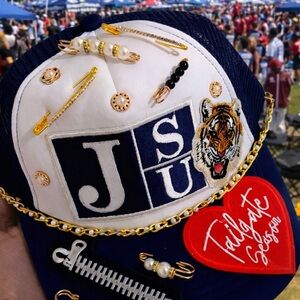 Navy & White Embroidered JSU Tiger Patch Hat